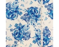 Tkanina BARBI MARCHIANO -  niebieskie kwiaty 220g/m²/145cm